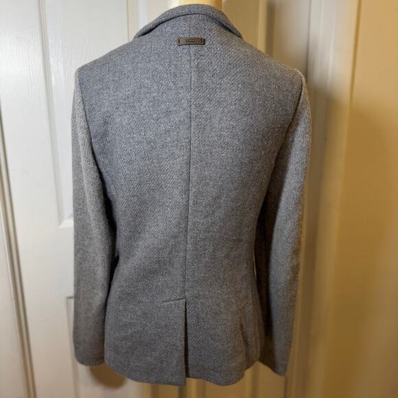 Peserico Single-Breasted Wool Silk Cashmere Blend Knit Sleeve Blazer Grey 44IT - Picture 5 of 12